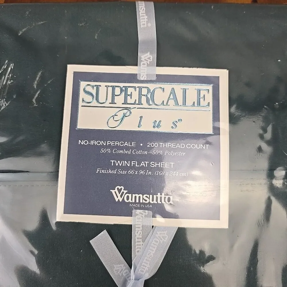 New Sealed Vintage Hunter Green WAMSUTTA Twin Flat Sheet‎ Supercale Plus USA